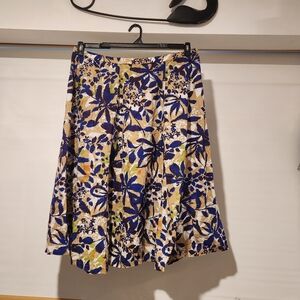 Jaclyn Smith A-Line Skirt - Blue and Tan Floral